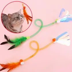 Juguete para gatos con plumas – Palo elástico interactivo