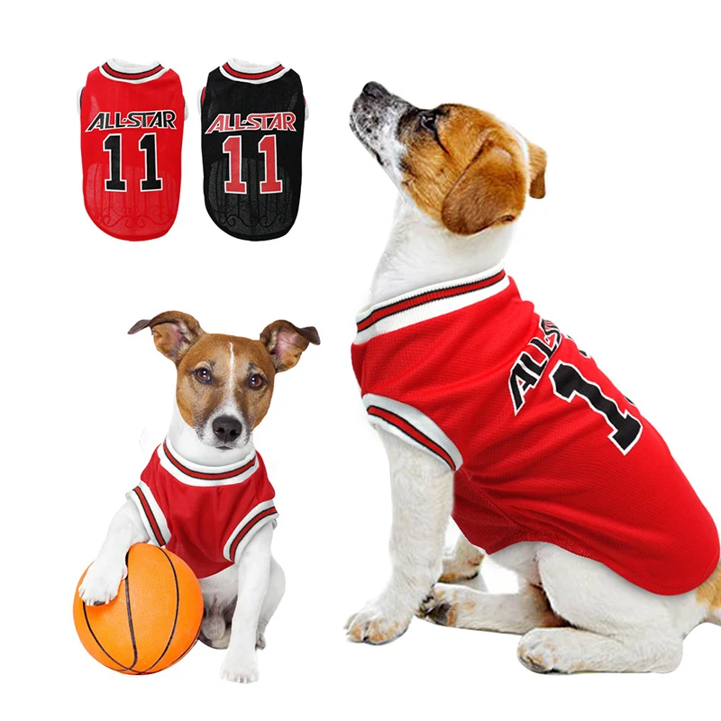 Ropa de verano para perros, Jersey deportivo transpirable de malla para perros, ropa de baloncesto, camiseta para cachorros, camisas de verano para gatos y mascotas para perros pequeños y grandes