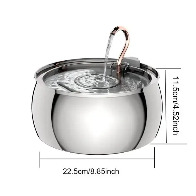 Nuevo comedero de 4L para gatos, bebedero de acero inoxidable para mascotas con ventana, alimentador de agua automático silencioso para perros y gatos, sin enchufe - imagen 2