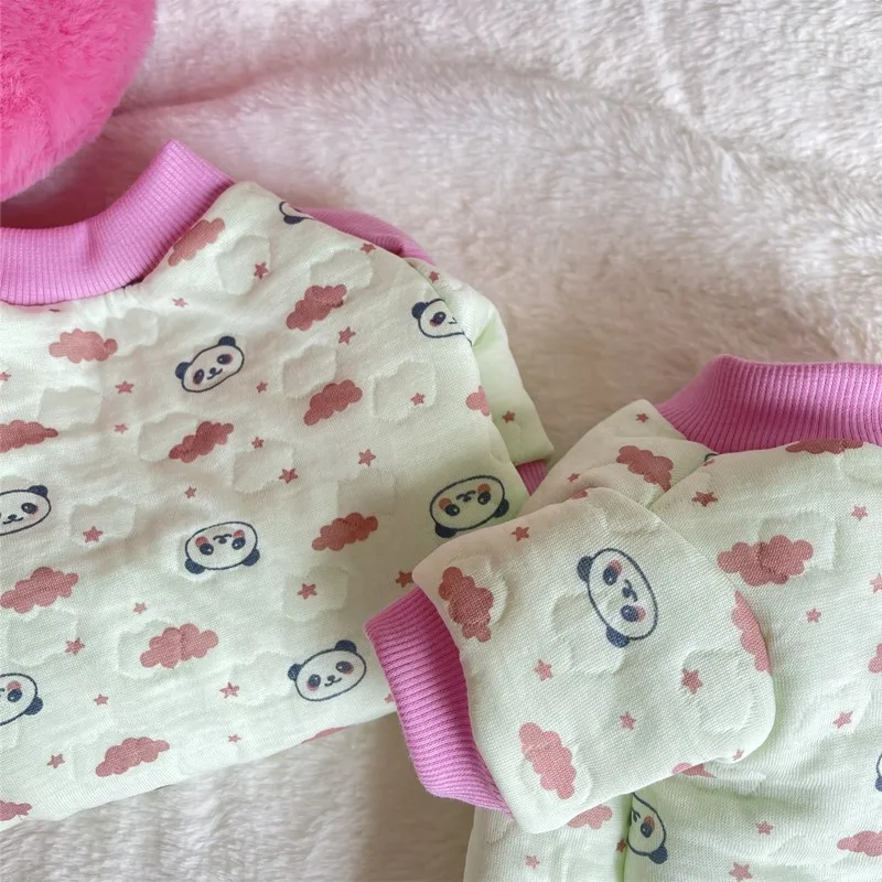 Sphynx-suéter con estampado de Panda de dibujos animados de gato, abrigo de algodón rosa suave para gatitos, atuendo de manga larga, ropa de invierno - imagen 4