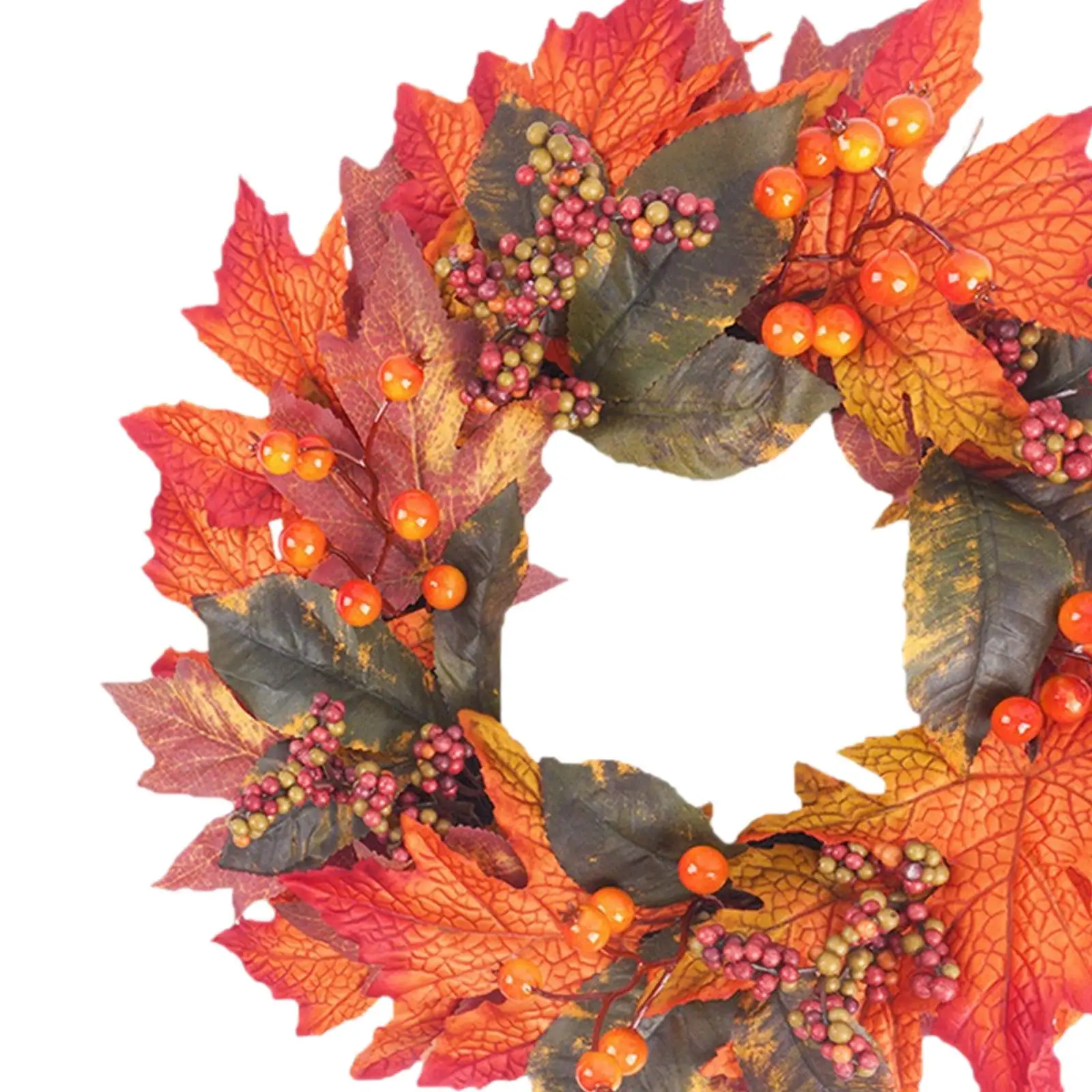 Corona Artificial de otoño para decoración del hogar, cosecha de hojas de arce, corona de bayas decorativa para festivales, interiores, exteriores, fiestas y oficinas - imagen 5