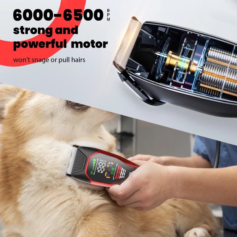 Máquina cortadora de pelo profesional para mascotas, máquina de corte de pelo para cachorros, mascotas, gatitos, gatos, accesorios para perros, removedor de pelo con pantalla Digital - imagen 3