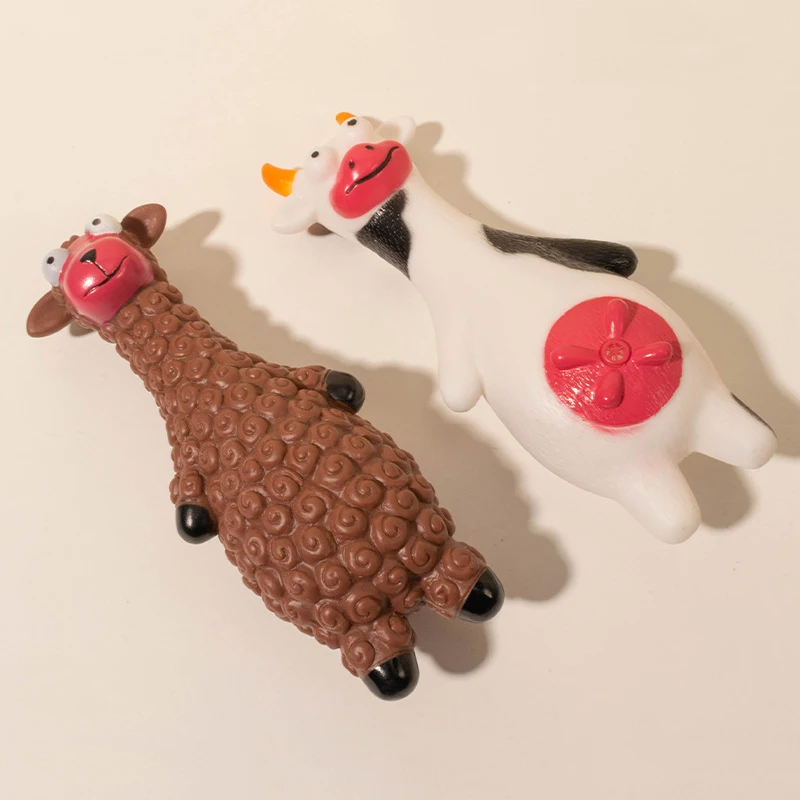 Juguetes chirriantes para perros y mascotas, juguetes interactivos de goma divertidos y duraderos con sonido para apretar, chillones, patos y animales - imagen 3