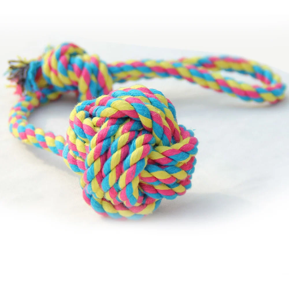 สัตว์เลี้ยงสุนัขเชือกของเล่นสุนัขขนาดใหญ่ Chew ฟันทําความสะอาดของเล่นเชือกฝ้ายถักพร้อมเชือกจับสุนัขของเล่นสุนัขเล่นของเล่น - imagen 4