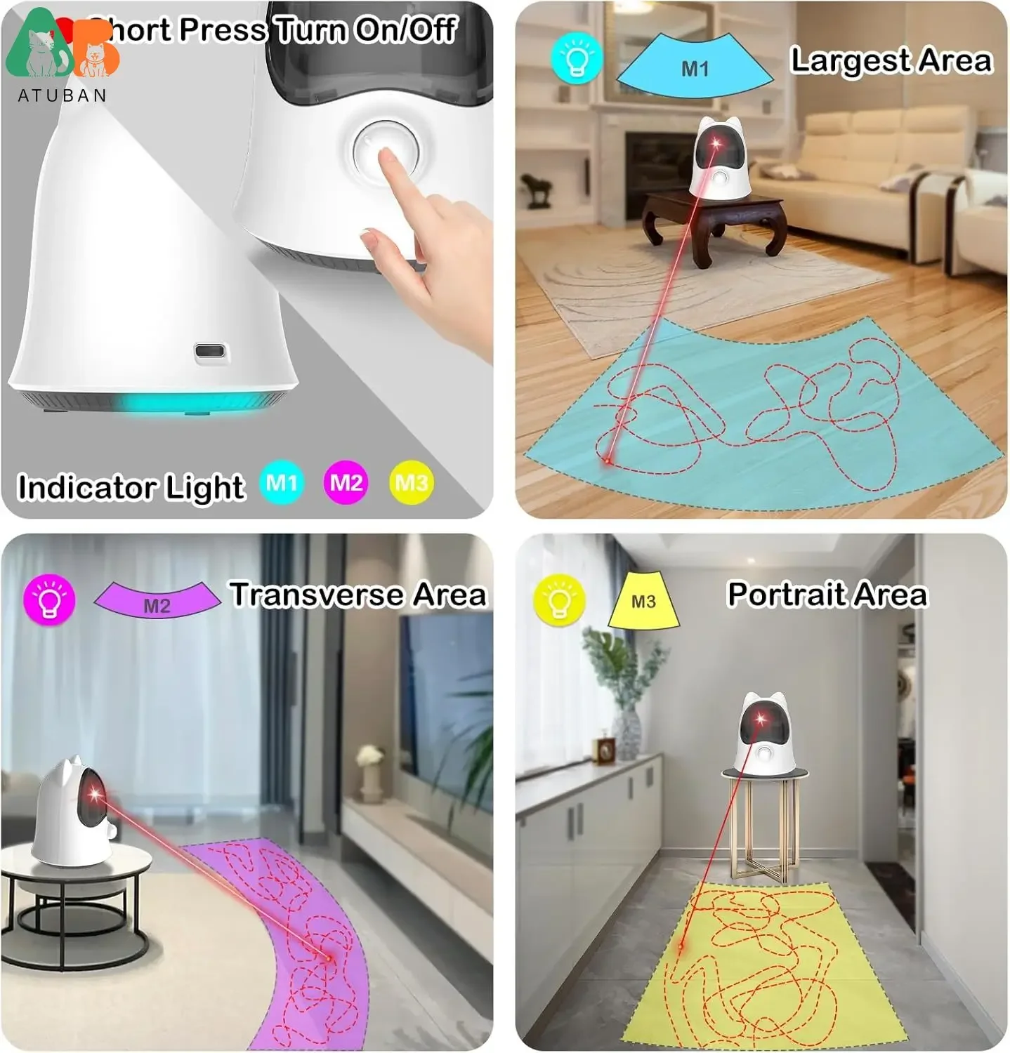 Juguetes láser para gatos de interior, juguete láser para trayectoria aleatoria, juguetes interactivos para gatos para gatos/gatines/perros adultos de interior aburrido - imagen 3