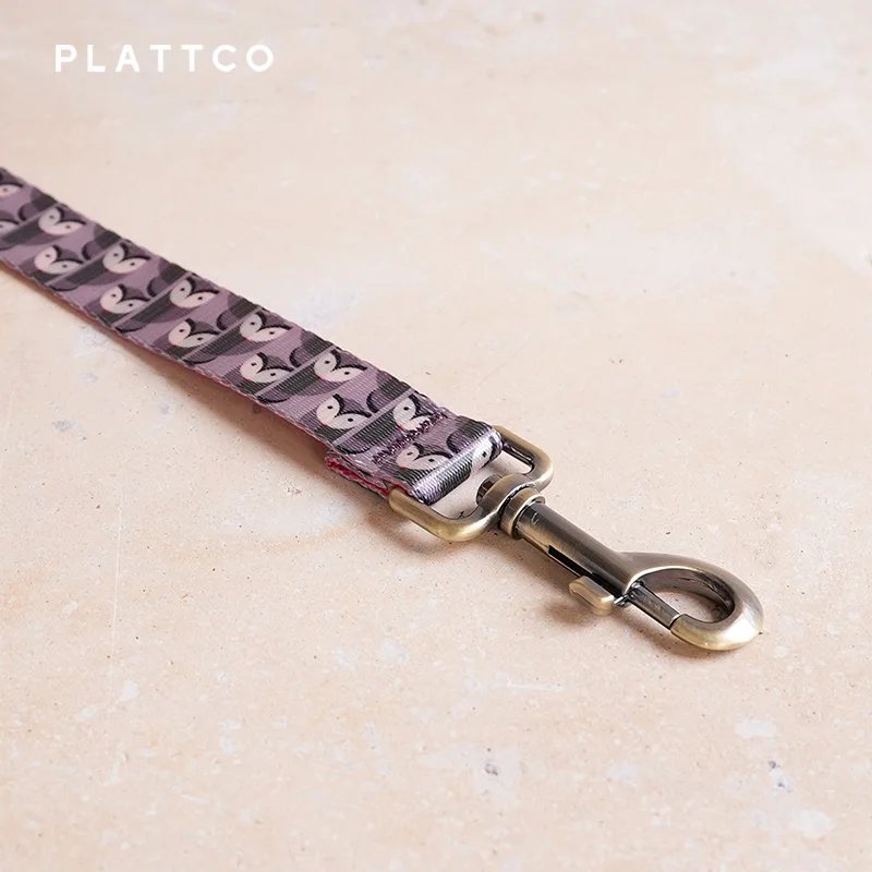 Conjunto collar y correa para perro estampado búhos – Hebilla de bronce - imagen 4