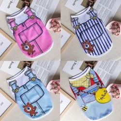 Ropa con estampado de dibujos animados para mascotas, camiseta de secado rápido para perros pequeños, chaleco Yorkshire sin arrugas, ropa colorida para mascotas, verano