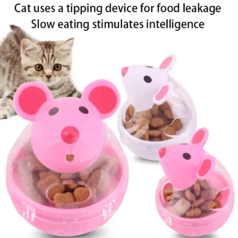 Alimentador para mascotas, juguete para gatos, ratón, dispensador de comida rodante, tazón con función de fuga, herramienta de juego de entrenamiento divertida para gatitos y gatos - imagen 3