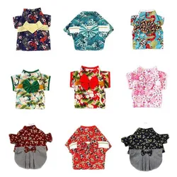 Vestido kimono floral con lazo para perros y gatos