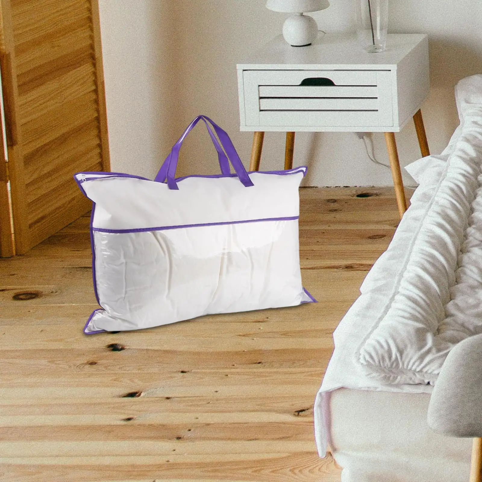 Pillow Storage Bag Handbag Portable with Zipper and Handles Tote Bag Closet Pillow Storage Bag Handbag Portable with Zipper and Handles Tote Bag Closet