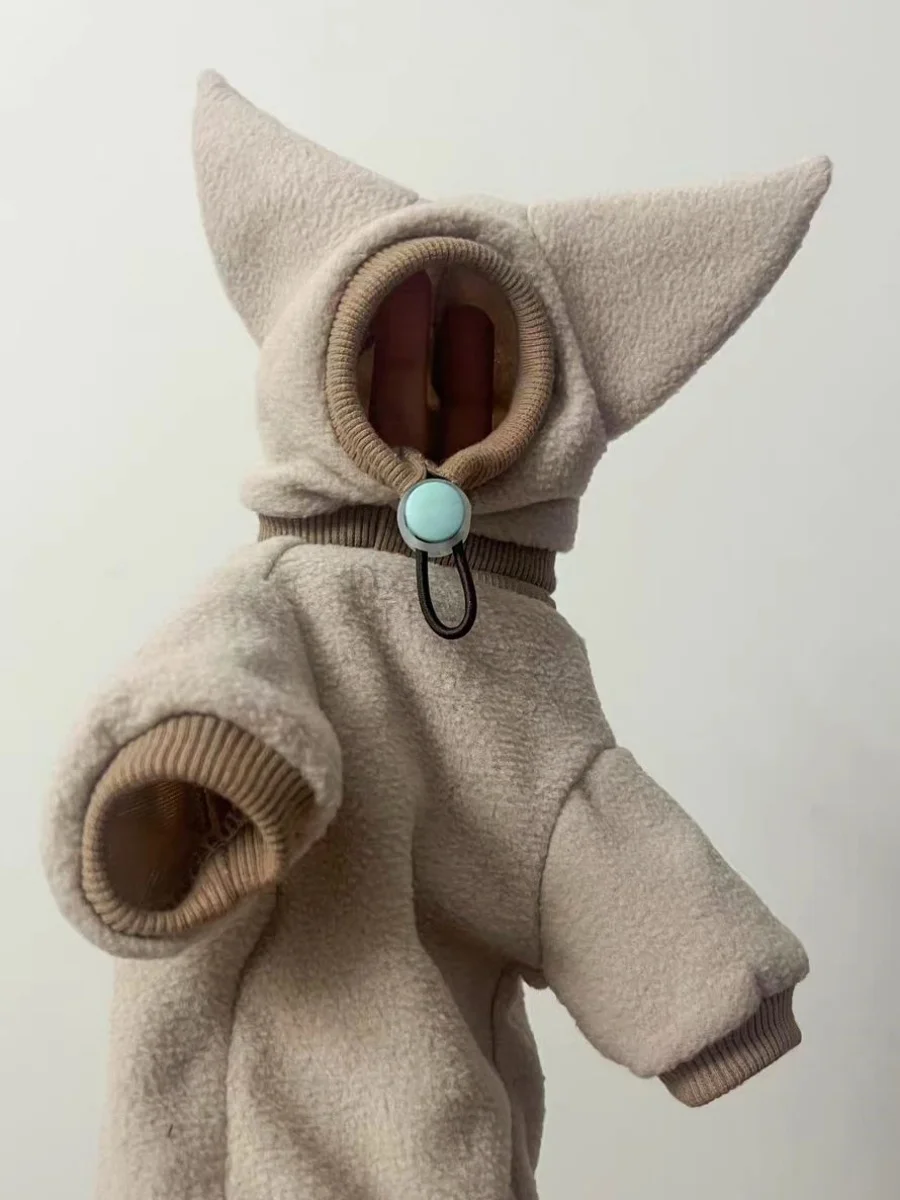 Sudadera de vellón de invierno Traje de sombrero para Sphynx Cat Cálido Moda Azul Rosa Abrigo para gatitos Primavera Chaqueta gruesa suave para Devon Rex - imagen 4