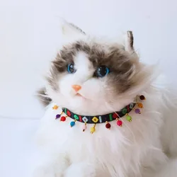 Collar bohemio encaje con pompones para gatos y perros pequeños
