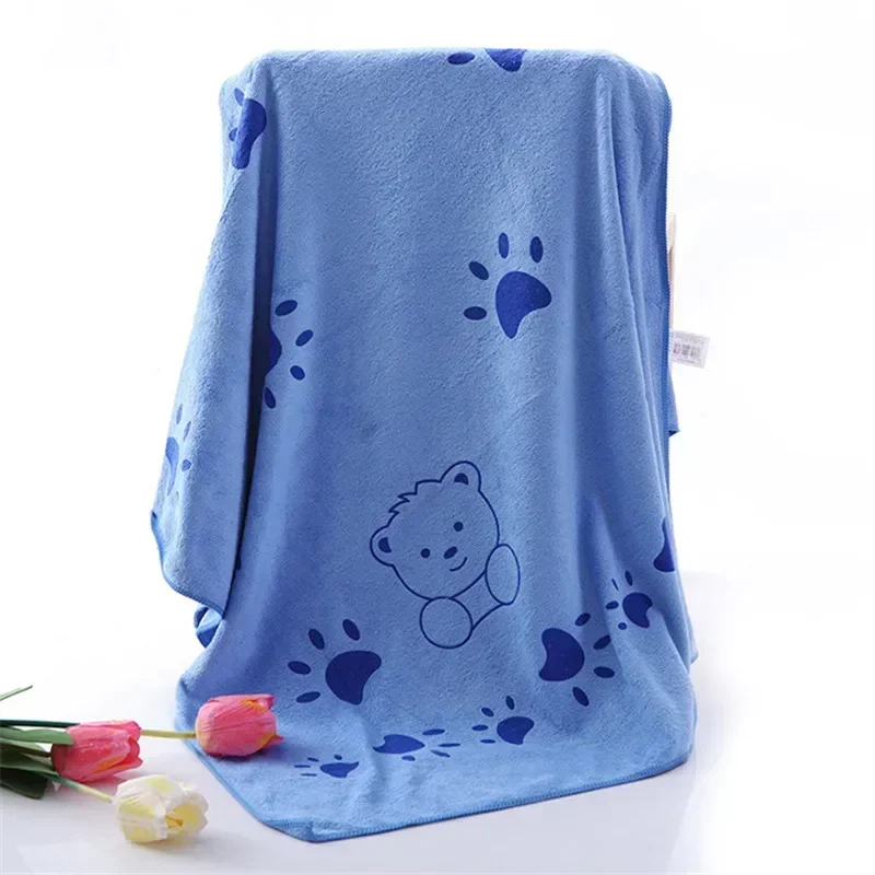Toalla de baño suave con patrones de dibujos animados aleatorios para mascotas, toallas de fibra superfina, toalla súper absorbente para perros, gatos, toallas de limpieza para baño de mascotas - imagen 4