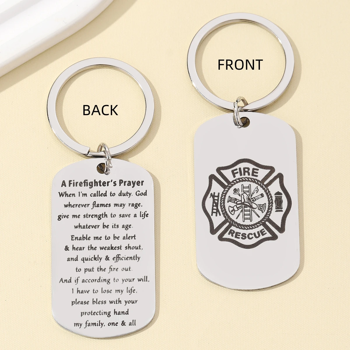 1 llavero de oración de bombero-dios me dan fuerza para salvar una vida-llavero de bombero regalo para hombres y mujeres, bombero - imagen 2
