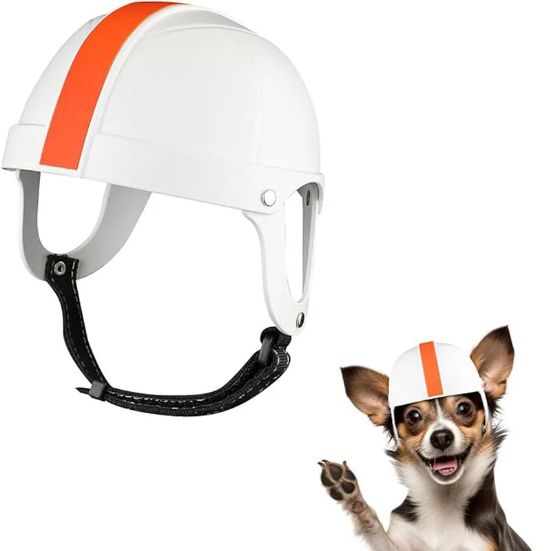 Casco para perro, casco para motocicleta para mascotas, gorro de seguridad duro para perros pequeños y gatos con cinturón ajustable, protección para la cabeza para cachorros, conducción al aire libre