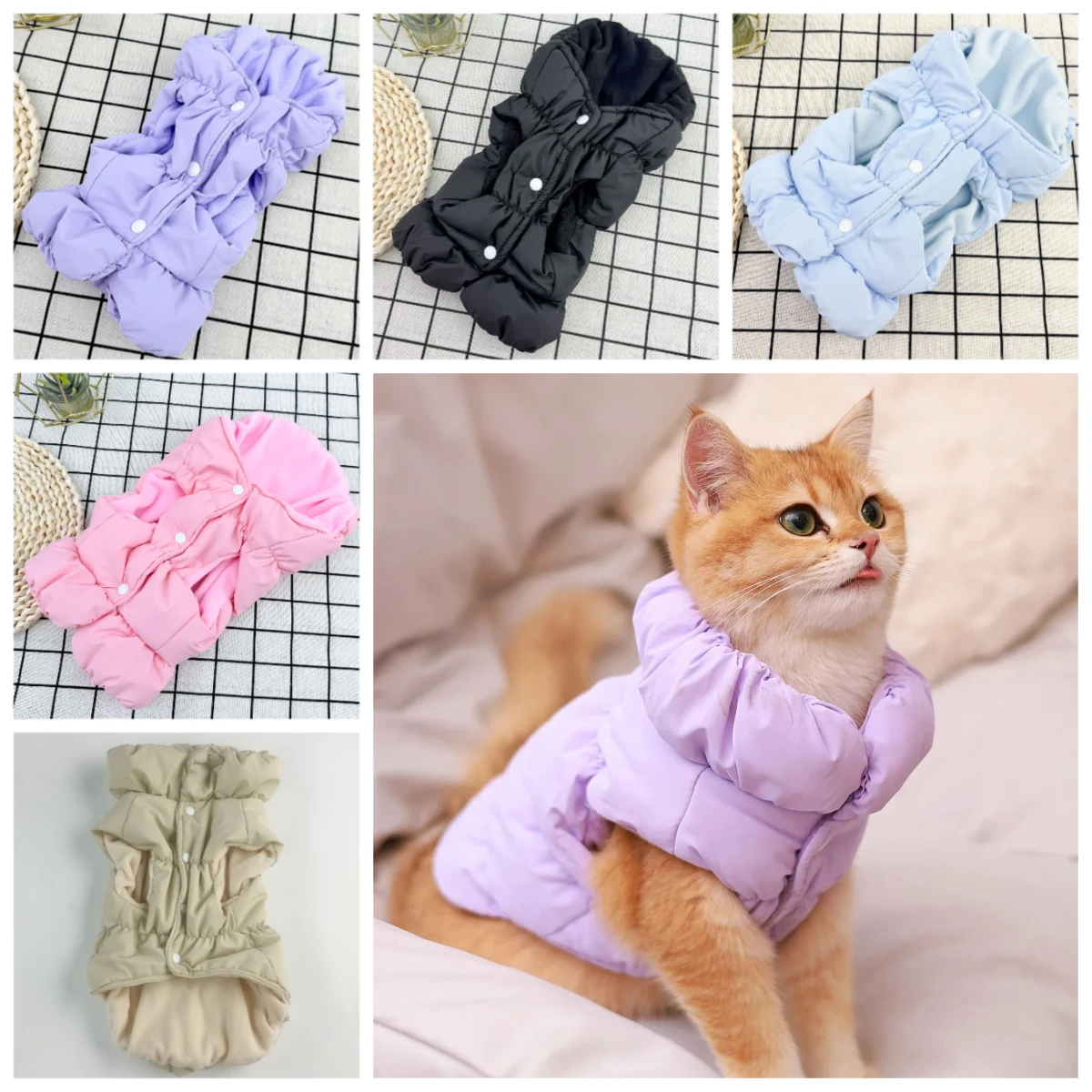 Chaqueta cálida de invierno para perros y gatos, abrigo acolchado de dos patas con correas cálidas para las piernas para mascotas, chaleco de lana suave para cachorros, traje de otoño e invierno