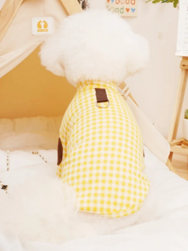 Camisa a cuadros cálida para perros, ropa de algodón suave para perros, jerséis para cachorros a la moda, camisa para gatos de primavera, ropa para Chihuahua, disfraces bonitos para mascotas - imagen 2
