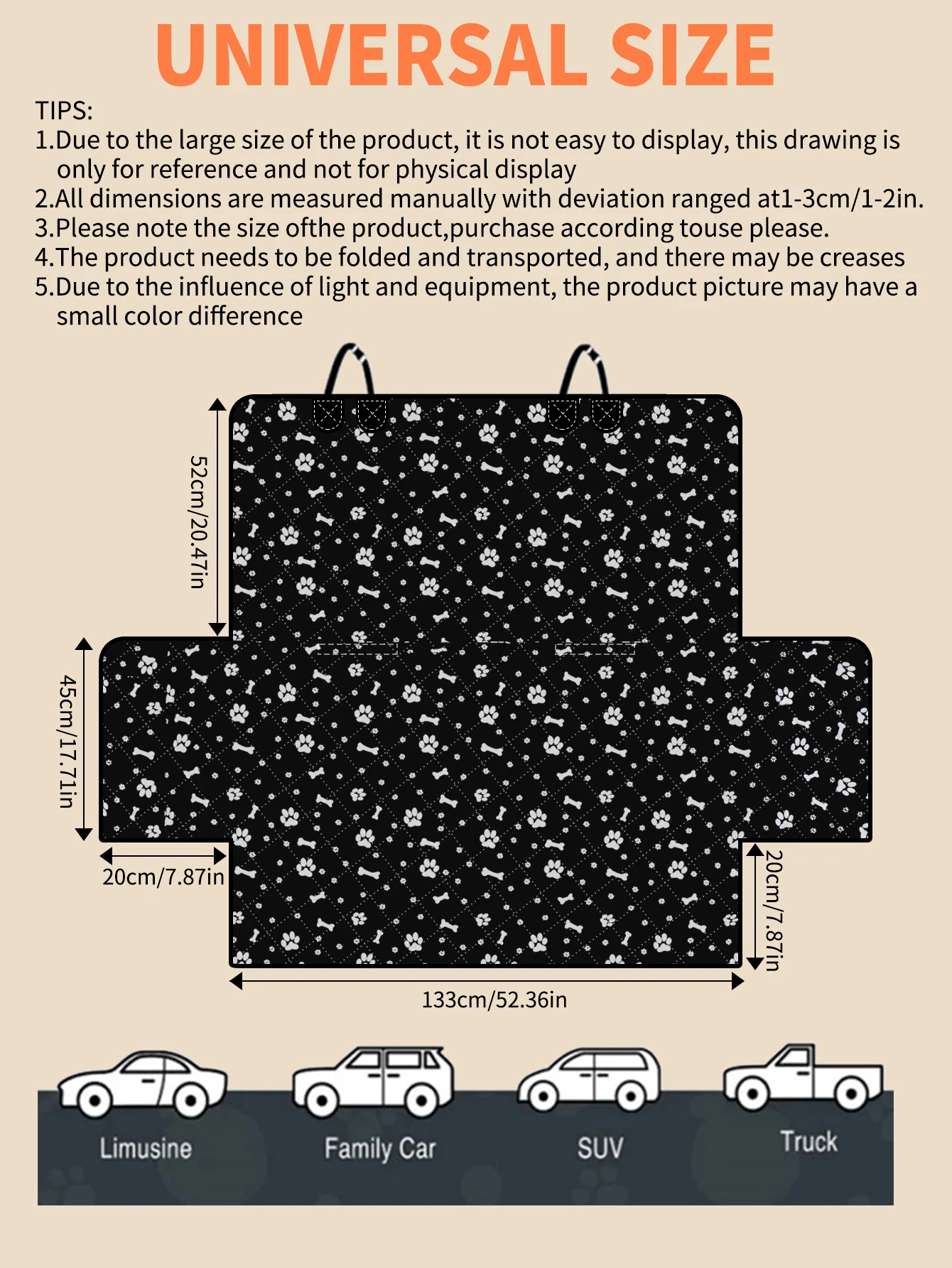 Funda de asiento de coche de tela Oxford con estampado, diseñada para asientos traseros, resistente a la suciedad y al desgaste, adecuada para mascotas - imagen 2