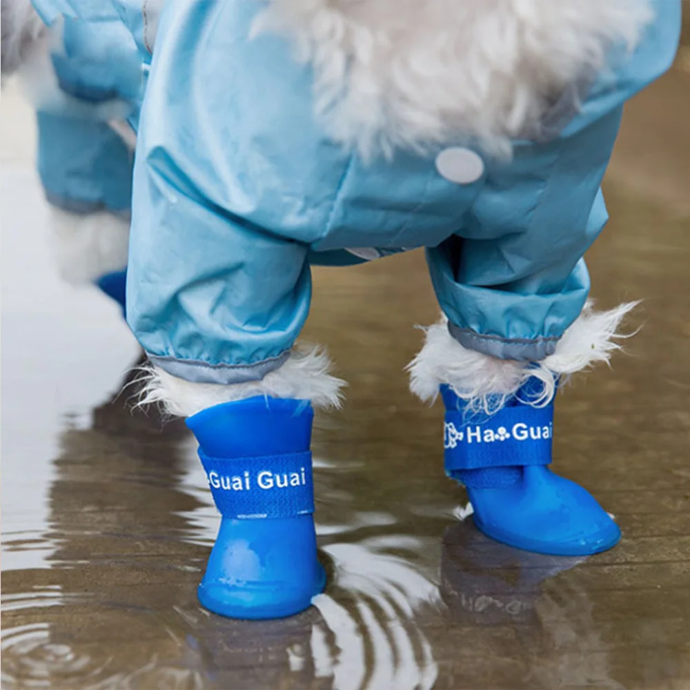 Zapatos impermeables para perros, Botas de lluvia de silicona suave para mascotas, suela antideslizante antideslizante para perros pequeños y medianos, protección para caminar al aire libre - imagen 3