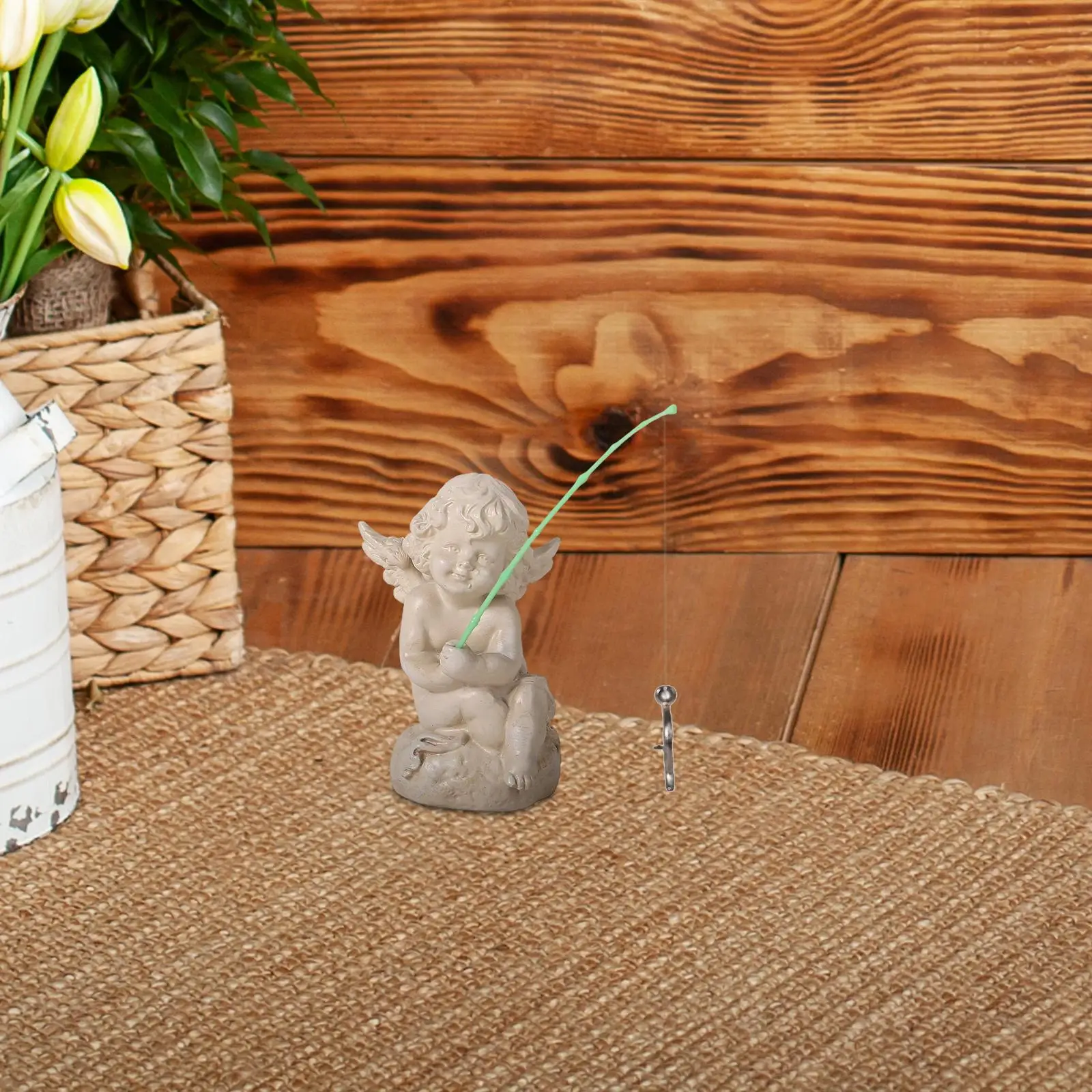 Estatuilla de Ángel de Cupido, decoración de maceta, artesanía pequeña de resina, bonito adorno de césped - imagen 3