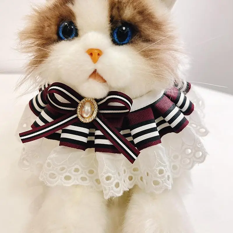 Babero Bandana para gatos, Collar de bufanda con encaje, chaleco para mascotas, pajarita, accesorios para mascotas para Picnic, boda saliente - imagen 2