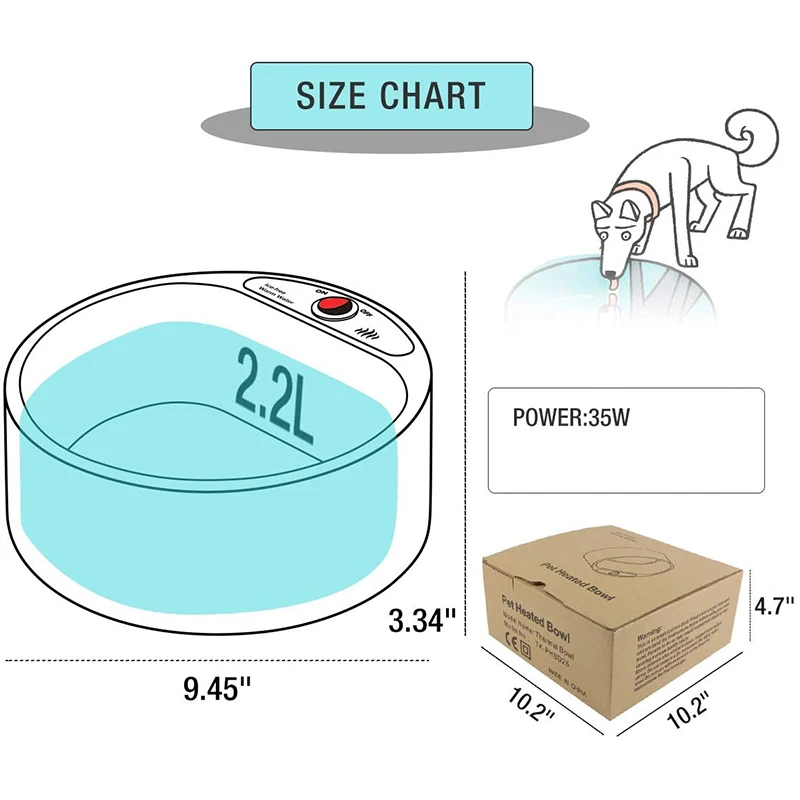 Cuenco de agua con calefacción para perros, cuenco termostático para perros y gatos, pollo, pájaros, cuenco aislado para invierno al aire libre, botella de agua de 2L - imagen 2