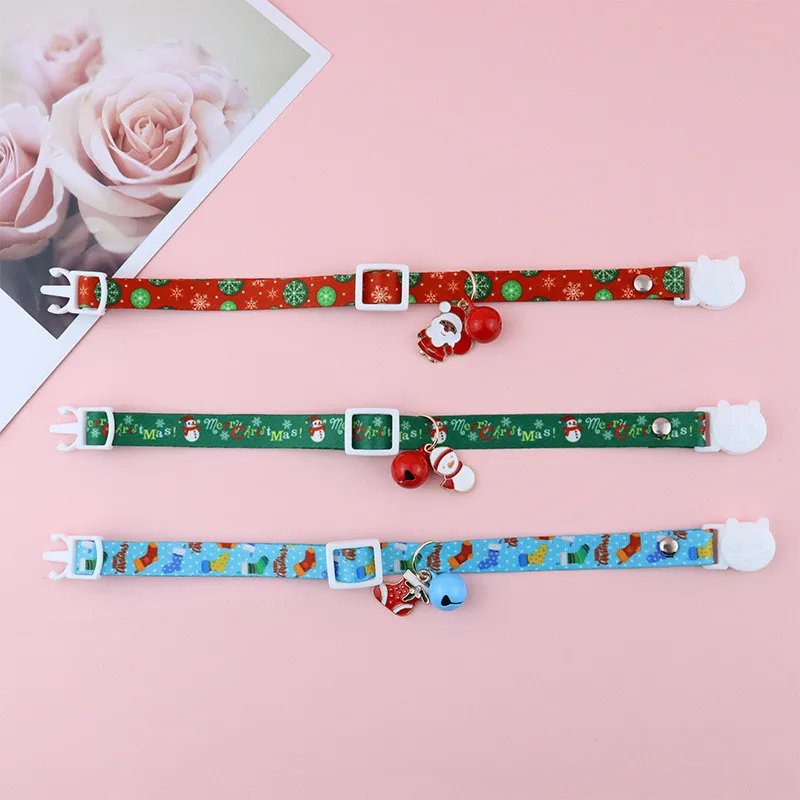 Collares navideños para gatos y perros pequeños, suministros para mascotas con colgante de muñeco de nieve de Papá Noel, Bomei - imagen 4