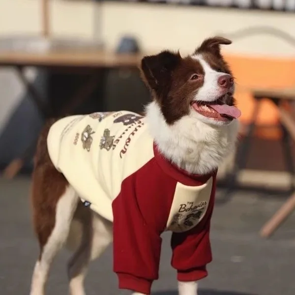 Sudaderas con capucha para perros grandes, sudadera de otoño e invierno, ropa para mascotas para perros medianos y grandes, jersey con patrón de dibujos animados, abrigo, ropa Husky Pitbull - imagen 5