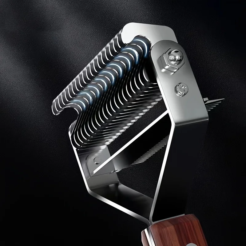 Peine anudado de acero inoxidable para mascotas, removedor de pelo de perro de doble cara, mango de madera, cepillo de deshedding para perros, gatos, accesorios para perros