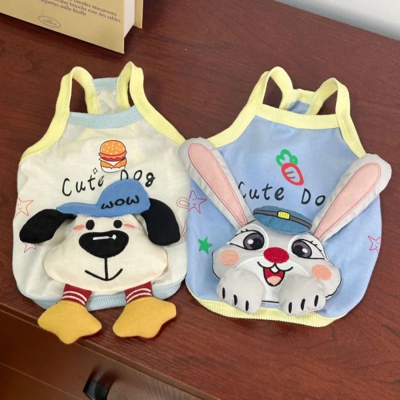 Chaleco de perro mascota con dibujos de animales para Bulldog Francés, ropa bonita para gatitos, decoración de muñecas, camiseta transpirable para cachorros, verano y primavera - imagen 2