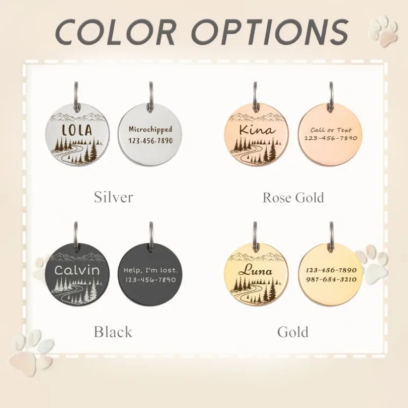 Collar personalizado con nombre de perro y gato de montaña, accesorios con etiqueta de identificación grabada, cadena, suministros para productos para perros - imagen 4