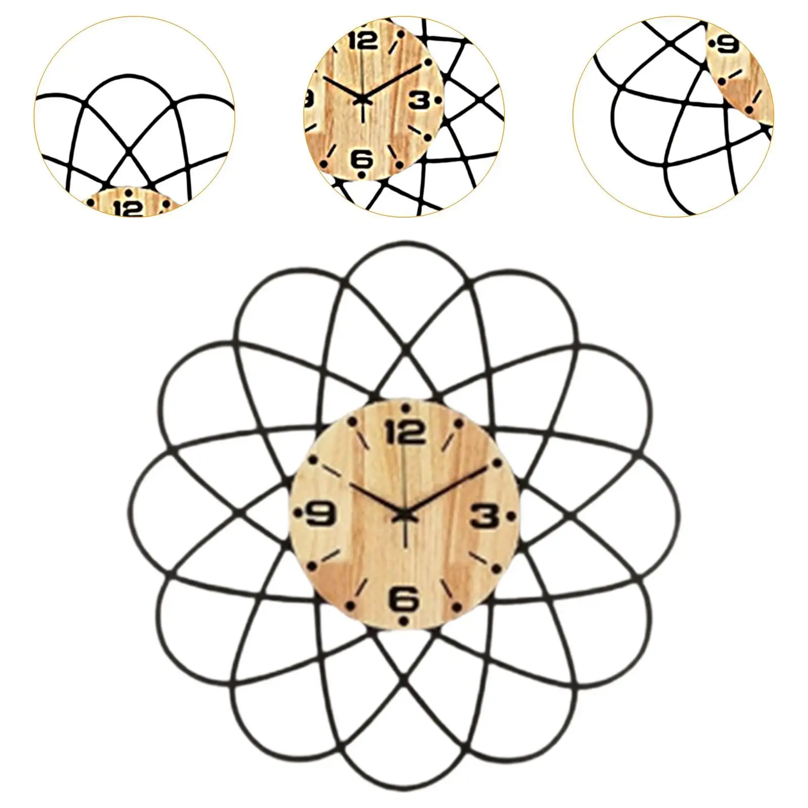 Wall Clock Ornament Easy to Read Gifts Round Wall Art Hanging Clock No Ticking for Living Room School Home Cafe Bar Farmhouse