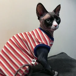 Camiseta de algodón a rayas para gatos Sphynx y Devon Rex