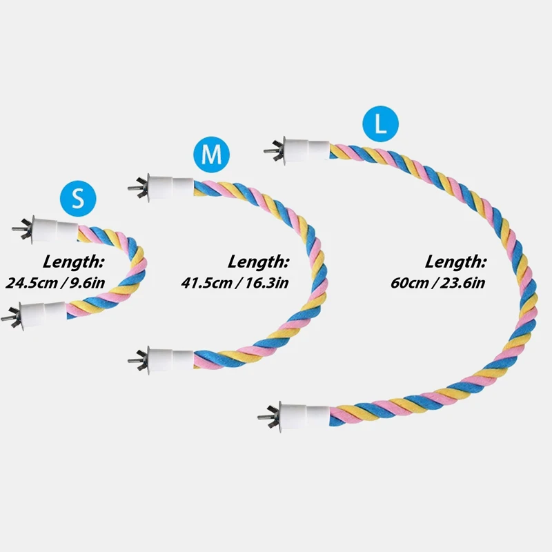 Juguete para Pájaros, Cuerda de Algodón de Colores para Loros, Juguete Elástico para Escalar, Columpio Resistente para Pájaros, Soporte para Columpio para Jaula de Mascotas - imagen 5