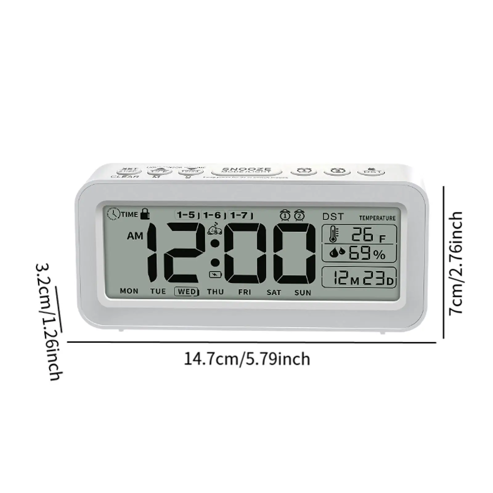 Digital Alarm Clock Digital Clock Practical Snooze Function Multifunctional Date/Time/Week for Bedside Living Room Office