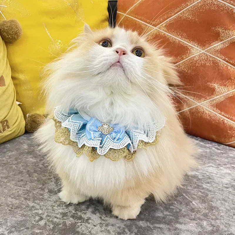 Bonita bufanda ajustable para perros con lazo de encaje, Bandana para mascotas, toalla para babas, pañuelo para gatos y perros, suministros para mascotas, accesorios - imagen 2