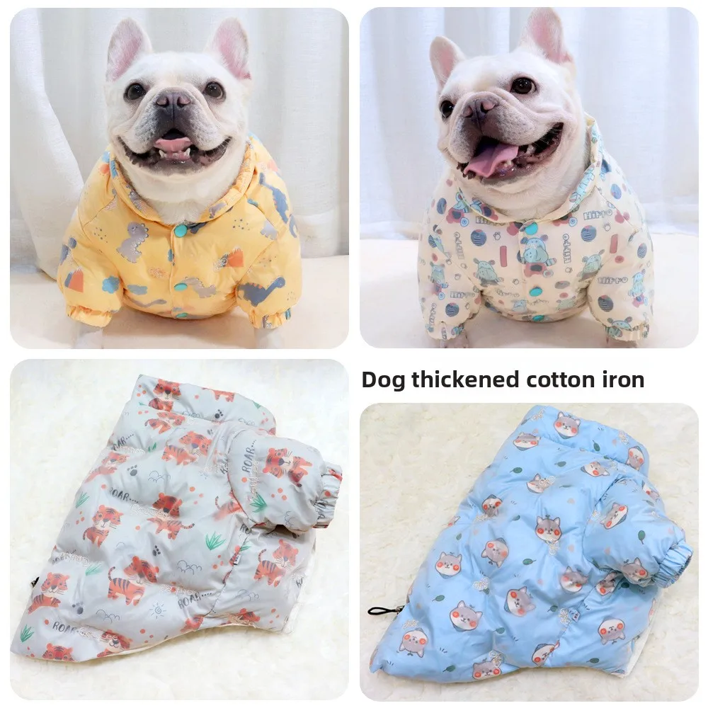 Ropa gruesa de invierno, ropa acolchada gruesa para perros Pug, Bulldog, ropa de algodón para perros gordos, productos de invierno rellenos de algodón para mascotas