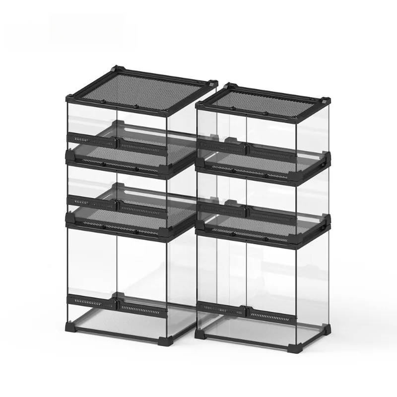 Terrario de lagarto de vidrio, suministros de lagarto, terrario grande para reptiles, jaula de cría de reptiles de vidrio templado de doble puerta transparente para el hogar - imagen 3