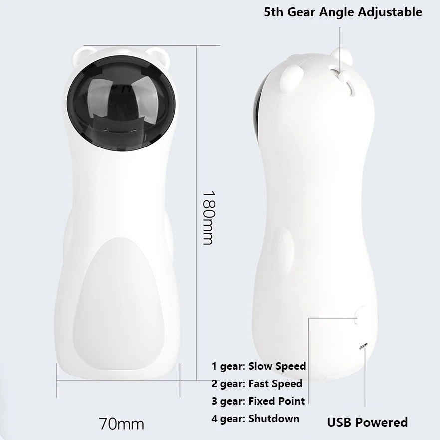 Juguetes láser para gatos de interior, Motor silencioso, alimentado por USB y batería, 5 ángulos ajustables, trayectoria aleatoria, juguetes láser interactivos para gatitos - imagen 2