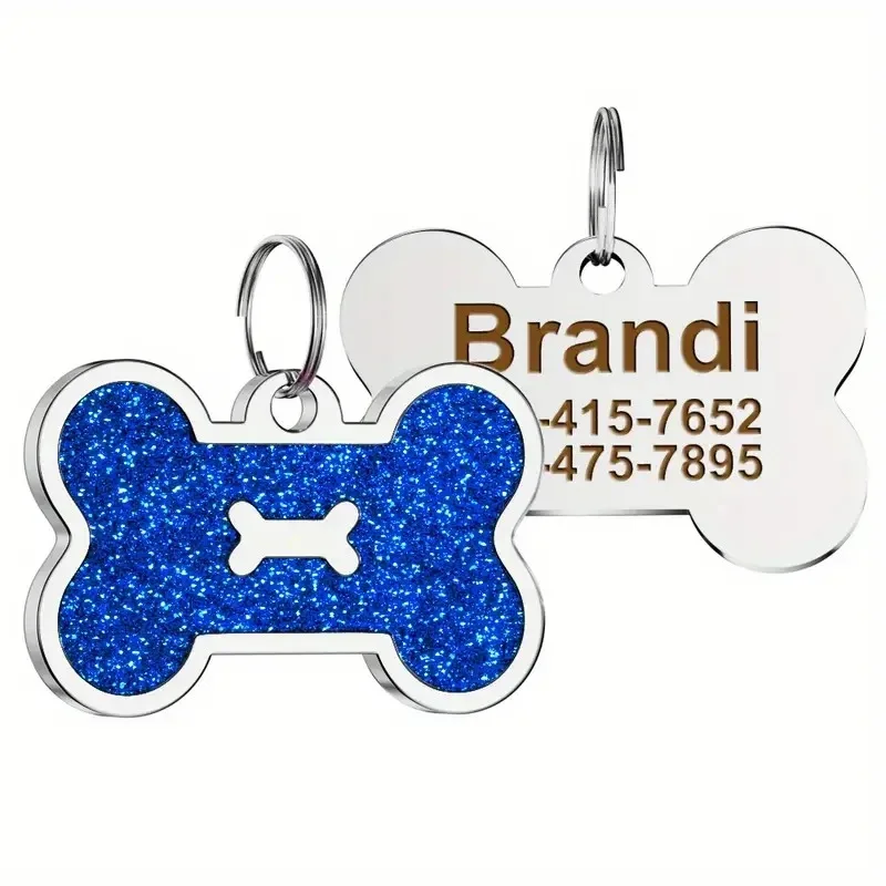 Etiqueta de Metal personalizada con grabado de mascota, nombre de identificación, perro, antipérdida, accesorios personalizados con forma de hueso de mascota, colgante de etiqueta de teléfono, decoraciones para cachorros