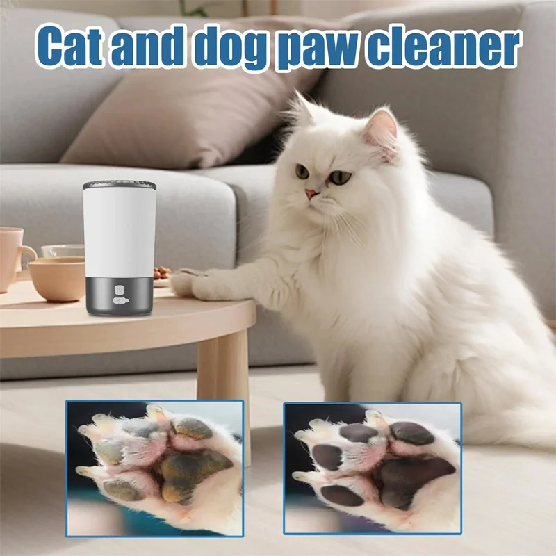 Máquina limpiadora de patas para mascotas automática, taza lavadora portátil para perros y gatos con cepillo de silicona suave, recargable por USB-C, resistente al agua - imagen 2