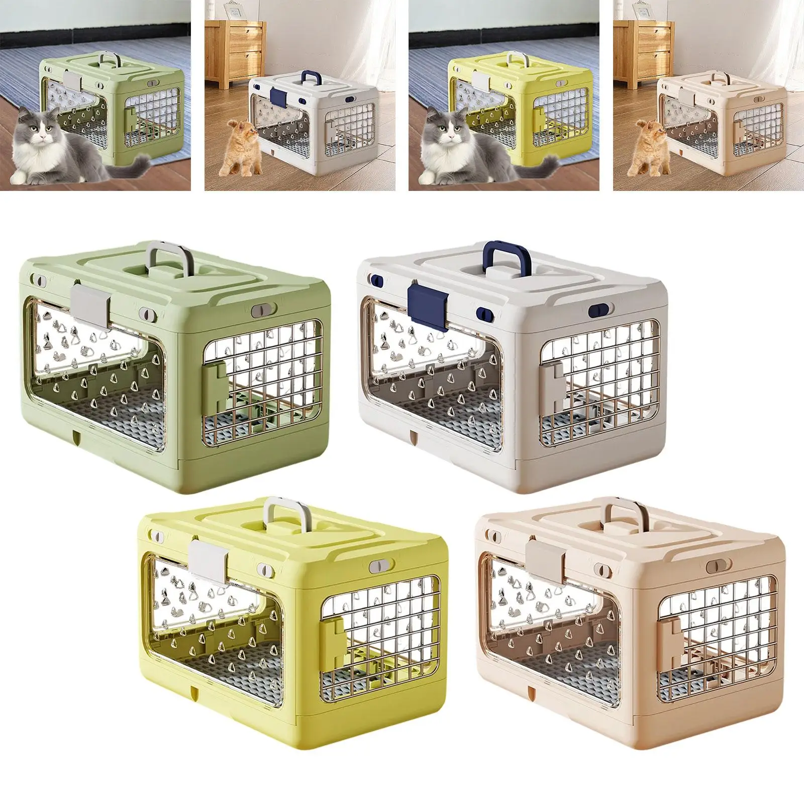 Jaula de viaje plegable resistente transparente para perros y gatos - imagen 4