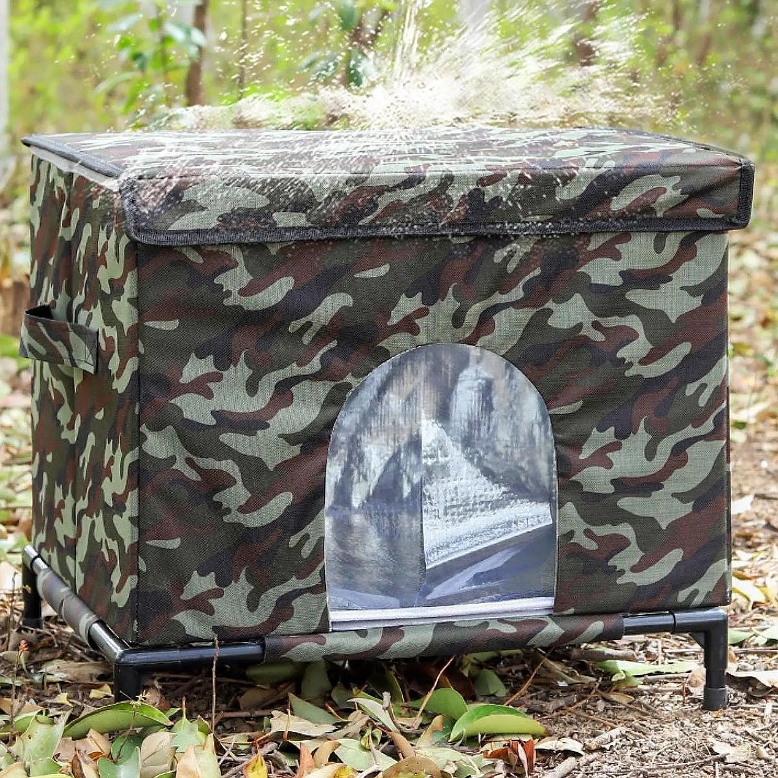 Outdoor Cat House Elevated Feet with Handle for Winter,Cat Bed Cave Waterproof Versatile Gifts Cube Cat Shelter for Barn