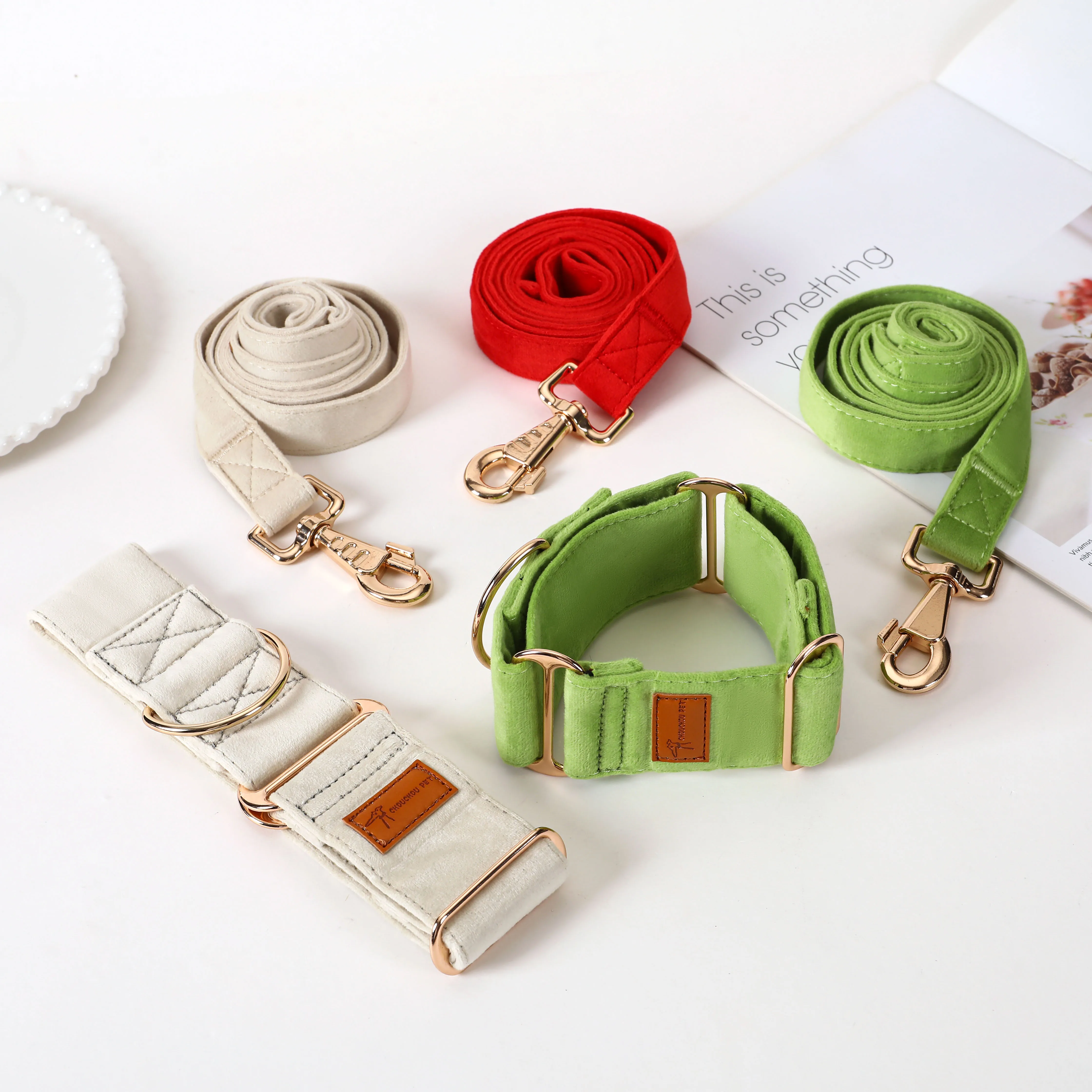 Martingale Greyhound Collar / Iggy / Whippet / Galgo Conjunto de correa suave Collar para perro - imagen 2