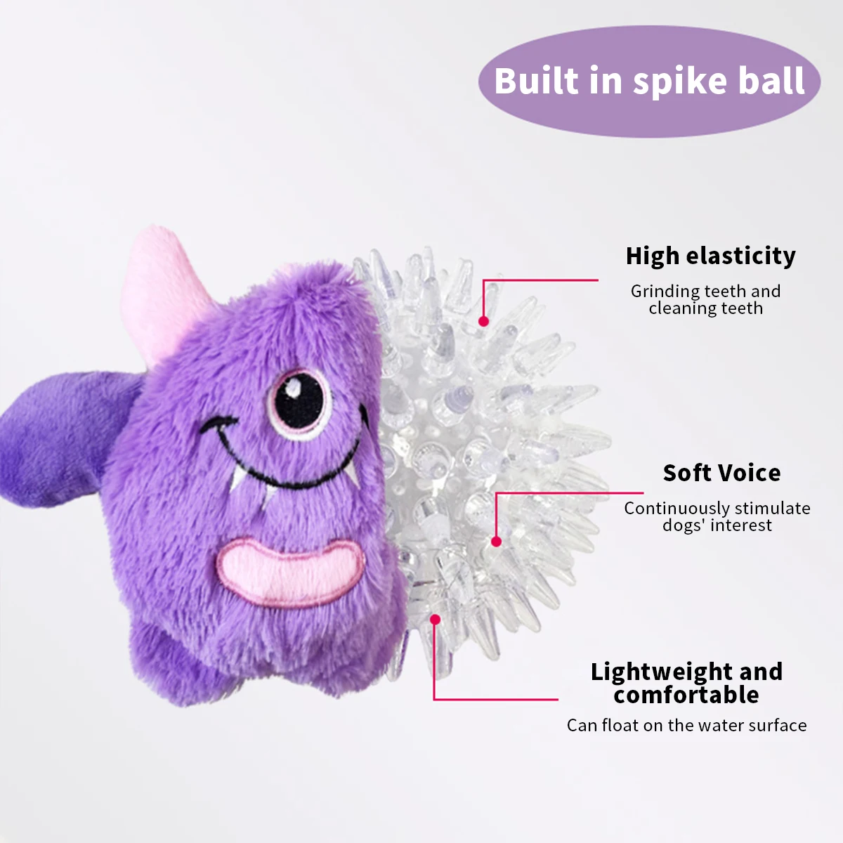A small monster dog plush sound toy grinding teeth resistant to bite boredom companion small dog Teddy Golden Retriever pet supp - imagen 5