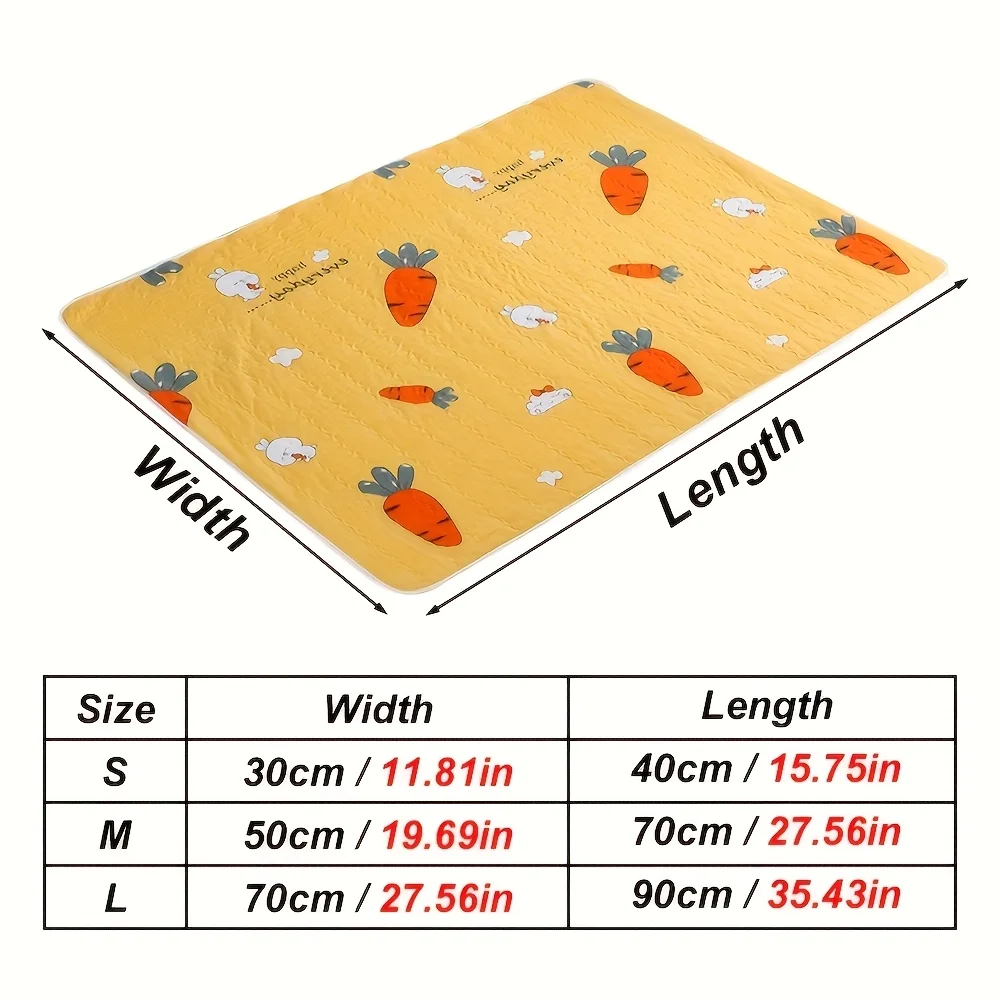 1 alfombrilla de baño de conejo reutilizable súper absorbente linda en forma de zanahoria con patrón aleatorio, fácil de limpiar, lavable a máquina, antideslizante, adecuada para pañales de conejo y perros, también se puede utilizar como decoración para jaulas de conejo, adecuada para todas las estaciones. - imagen 3