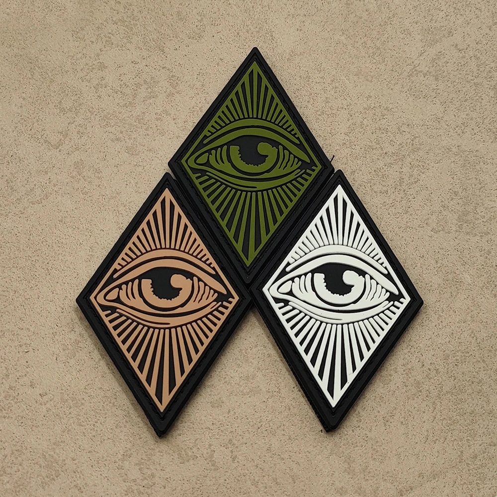 Parche de PVC con ojo que todo lo ve de diamante, emblema, insignia para brazalete, apliques de costura decorativos militares, adornos, parches tácticos - imagen 5