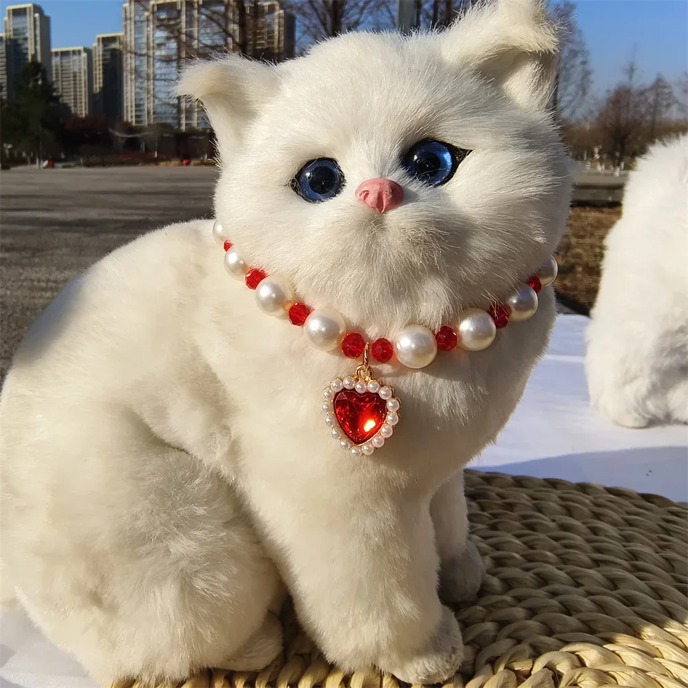 Collar de perlas con personalidad para mascotas, varios colores, con colgante de amor, cuentas espaciadoras de diamantes, Collar para perros y gatos, accesorios para perros y gatos - imagen 5
