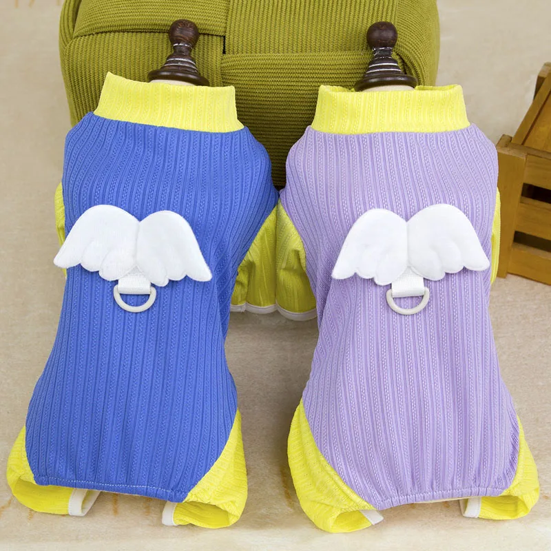 Ropa para perros y mascotas, decoración de alas, Sudadera con capucha para gatos de 4 patas, mono azul y morado para cachorros, pijama para perros, chándal para perros pequeños Chiwawa XL - imagen 3