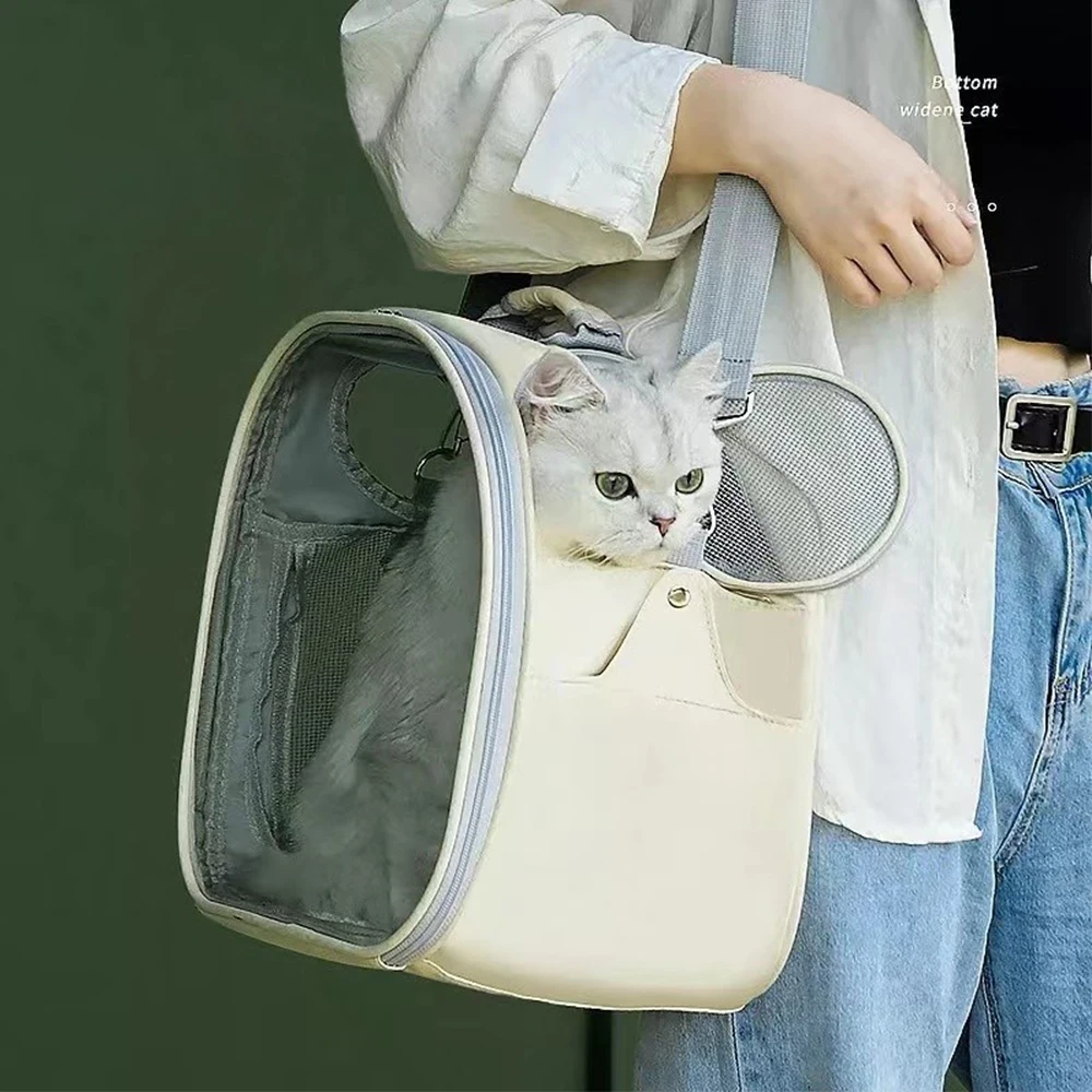 Bolso de hombro para mascotas, bolsa de transporte portátil, transparente, transpirable, adecuado para perros pequeños y gatos - imagen 2